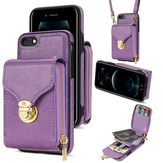 For iPhone 6s / 6 Zipper Hardware Card Wallet Phone Case(Purple) - More iPhone Cases by buy2fix | Online Shopping UK | buy2fix