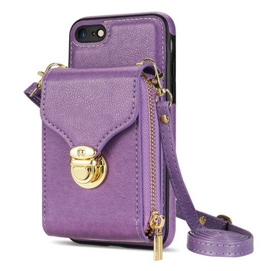 For iPhone 6s / 6 Zipper Hardware Card Wallet Phone Case(Purple) - More iPhone Cases by buy2fix | Online Shopping UK | buy2fix