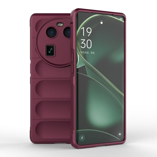 For OPPO Find X6 5G Magic Shield TPU + Flannel Phone Case(Wine Red) by buy2fix
