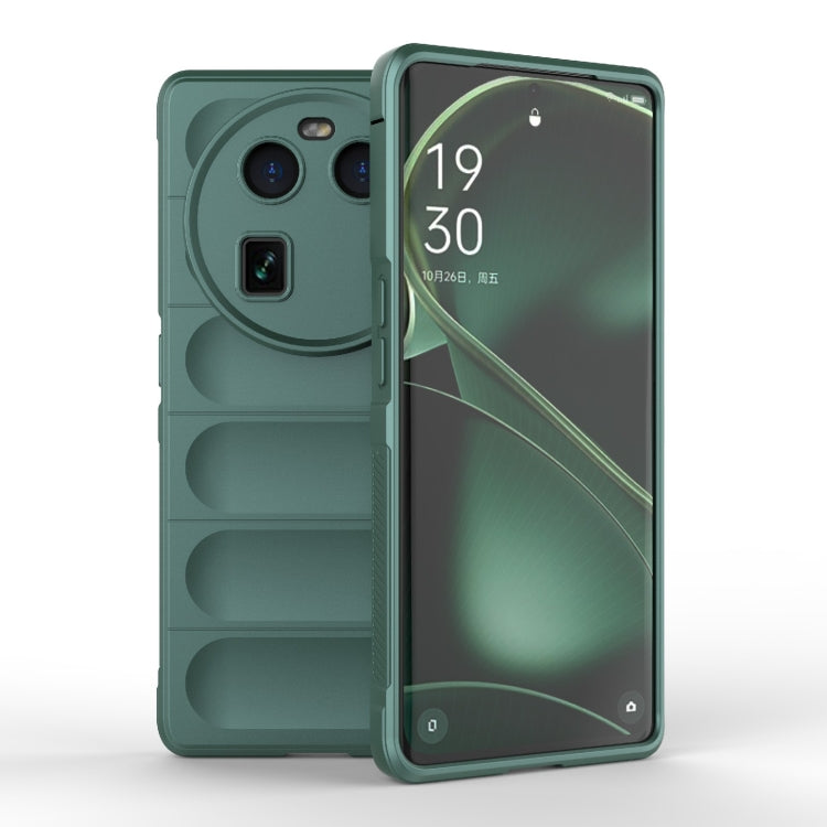 For OPPO Find X6 5G Magic Shield TPU + Flannel Phone Case(Dark Green) by buy2fix