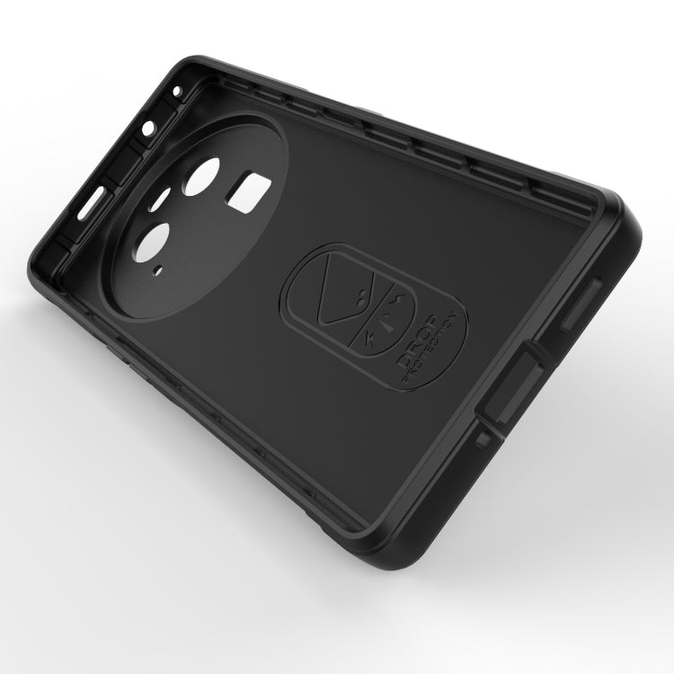 For OPPO Find X6 5G Magic Shield TPU + Flannel Phone Case(Dark Grey) by buy2fix