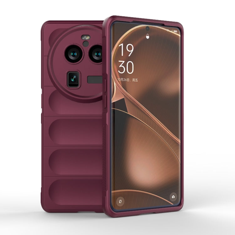 For OPPO Find X6 Pro 5G Magic Shield TPU + Flannel Phone Case(Wine Red) by buy2fix