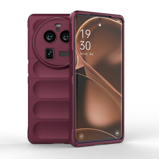 For OPPO Find X6 Pro 5G Magic Shield TPU + Flannel Phone Case(Wine Red) by buy2fix