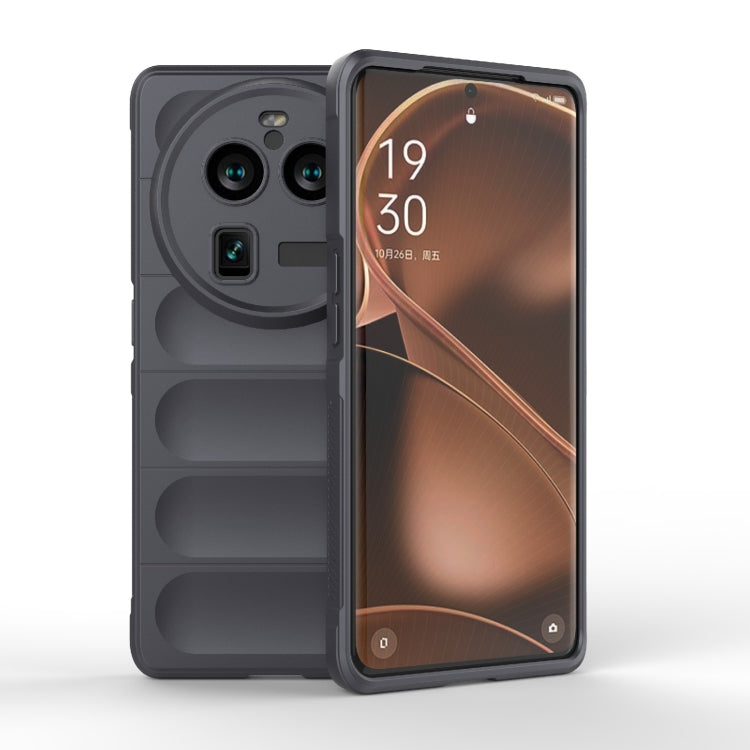 For OPPO Find X6 Pro 5G Magic Shield TPU + Flannel Phone Case(Dark Grey) by buy2fix