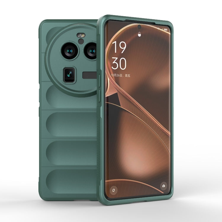 For OPPO Find X6 Pro 5G Magic Shield TPU + Flannel Phone Case(Dark Green) by buy2fix