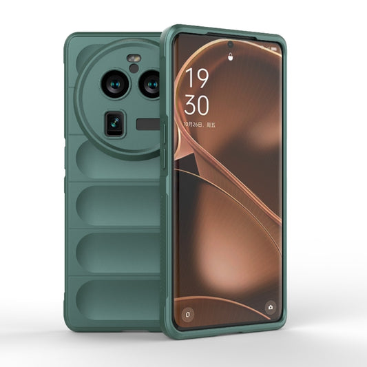 For OPPO Find X6 Pro 5G Magic Shield TPU + Flannel Phone Case(Dark Green) by buy2fix