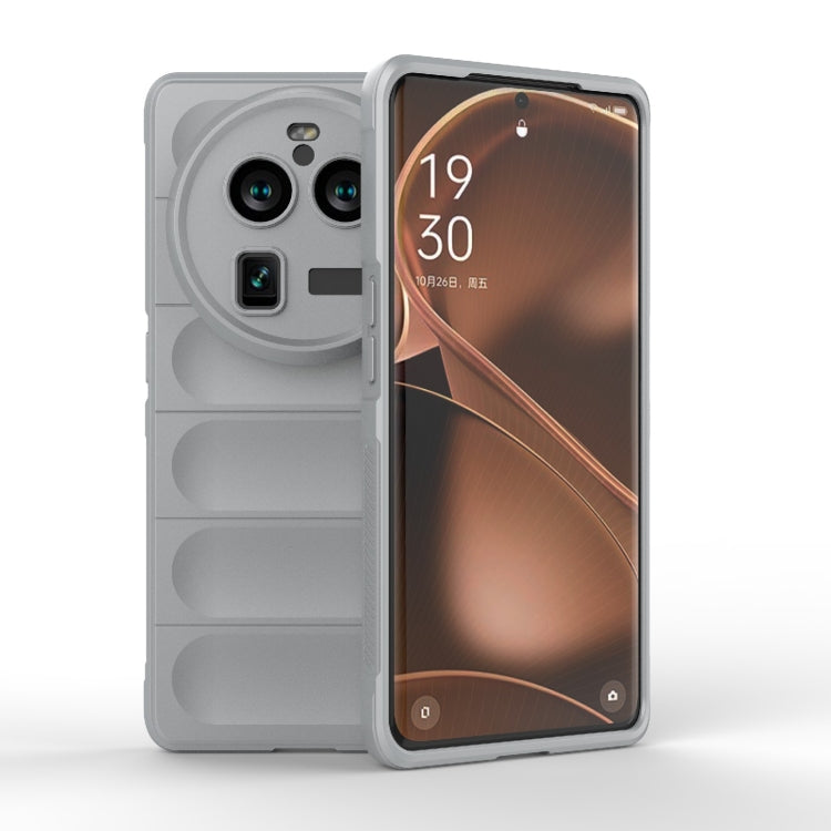 For OPPO Find X6 Pro 5G Magic Shield TPU + Flannel Phone Case(Grey) by buy2fix