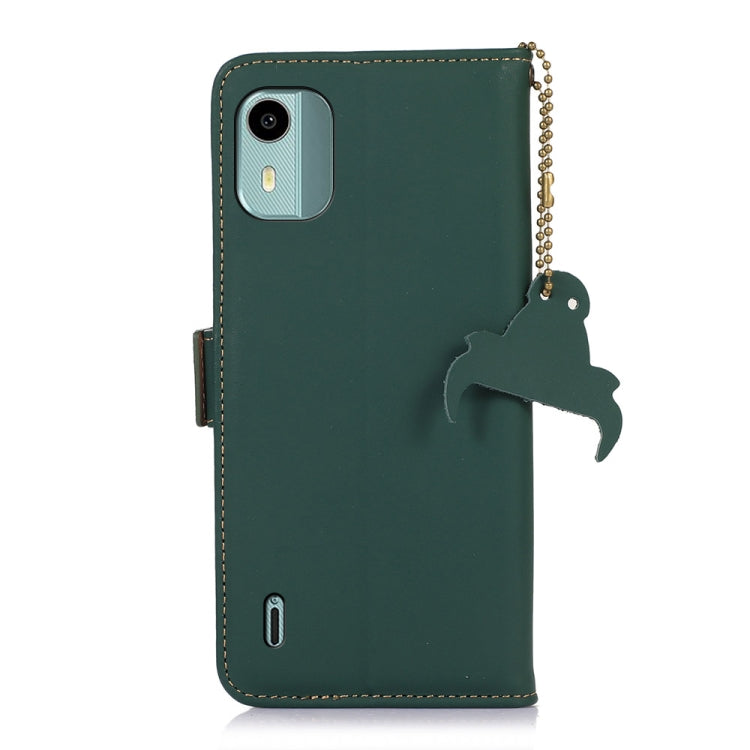 For Nokia C12 4G Genuine Leather Magnetic RFID Leather Phone Case(Green) - Nokia Cases by buy2fix | Online Shopping UK | buy2fix