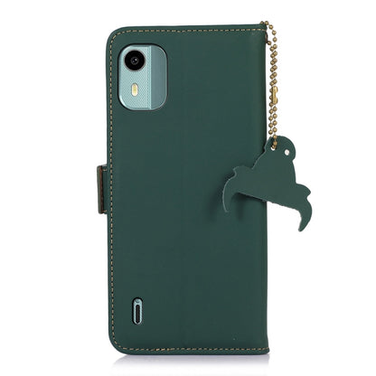 For Nokia C12 4G Genuine Leather Magnetic RFID Leather Phone Case(Green) - Nokia Cases by buy2fix | Online Shopping UK | buy2fix