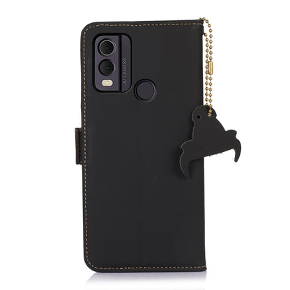 For Nokia C22 4G Genuine Leather Magnetic RFID Leather Phone Case(Black) - Nokia Cases by buy2fix | Online Shopping UK | buy2fix