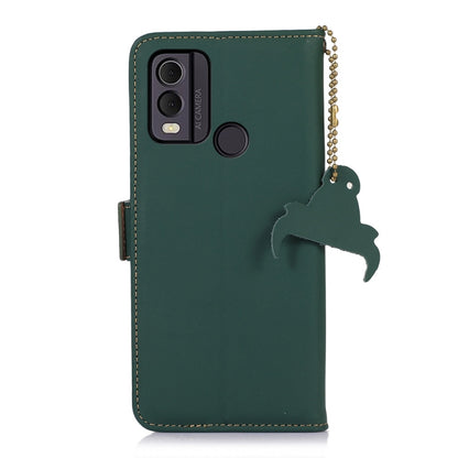 For Nokia C22 4G Genuine Leather Magnetic RFID Leather Phone Case(Green) - Nokia Cases by buy2fix | Online Shopping UK | buy2fix