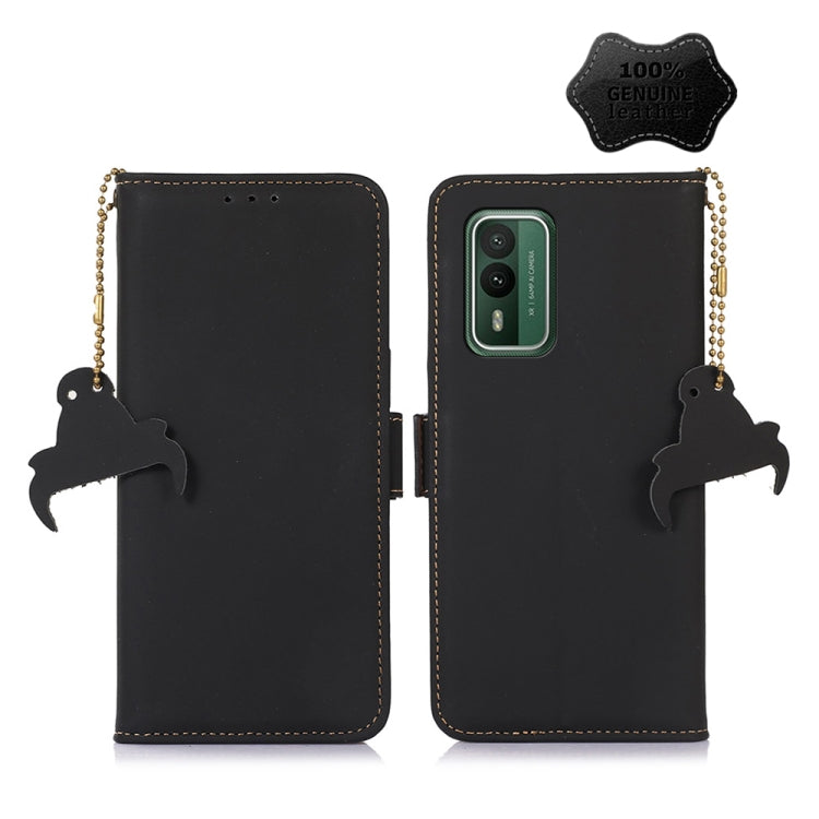 For Nokia XR21 Genuine Leather Magnetic RFID Leather Phone Case(Black) - Nokia Cases by buy2fix | Online Shopping UK | buy2fix