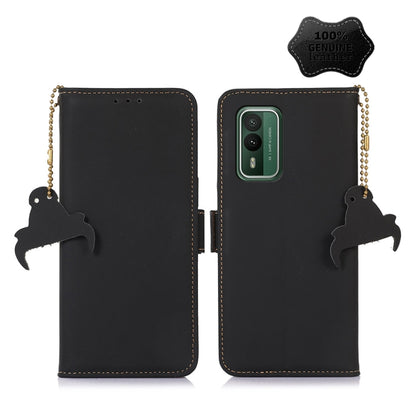 For Nokia XR21 Genuine Leather Magnetic RFID Leather Phone Case(Black) - Nokia Cases by buy2fix | Online Shopping UK | buy2fix