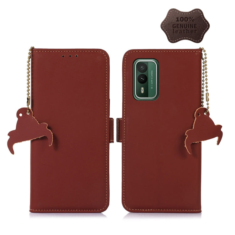 For Nokia XR21 Genuine Leather Magnetic RFID Leather Phone Case(Coffee) - Nokia Cases by buy2fix | Online Shopping UK | buy2fix