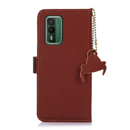 For Nokia XR21 Genuine Leather Magnetic RFID Leather Phone Case(Coffee) - Nokia Cases by buy2fix | Online Shopping UK | buy2fix