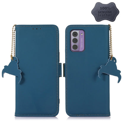 For Nokia G42 Genuine Leather Magnetic RFID Leather Phone Case(Blue) - Nokia Cases by buy2fix | Online Shopping UK | buy2fix