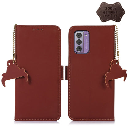 For Nokia G42 Genuine Leather Magnetic RFID Leather Phone Case(Coffee) - Nokia Cases by buy2fix | Online Shopping UK | buy2fix