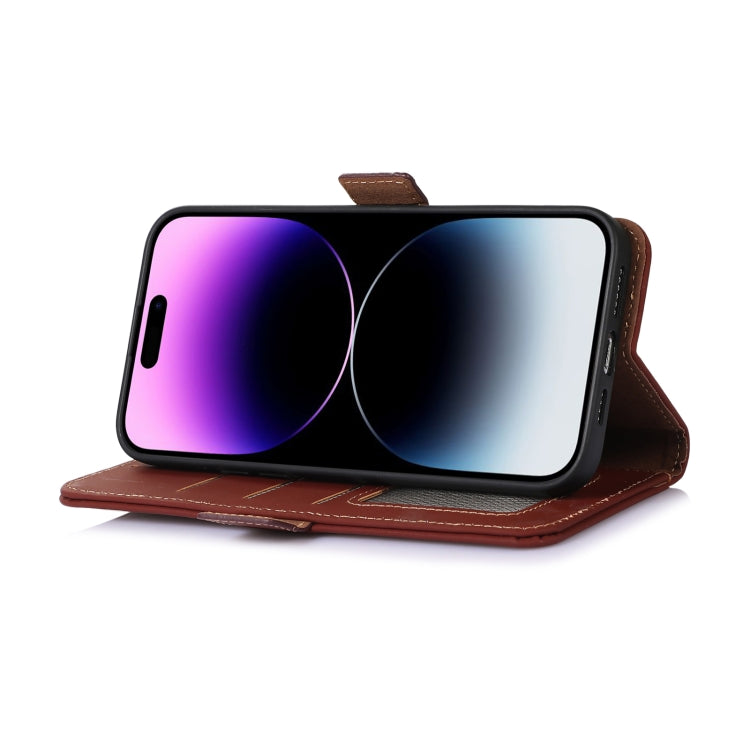 For Nokia G42 Genuine Leather Magnetic RFID Leather Phone Case(Coffee) - Nokia Cases by buy2fix | Online Shopping UK | buy2fix