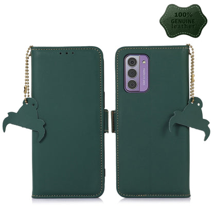 For Nokia G42 Genuine Leather Magnetic RFID Leather Phone Case(Green) - Nokia Cases by buy2fix | Online Shopping UK | buy2fix