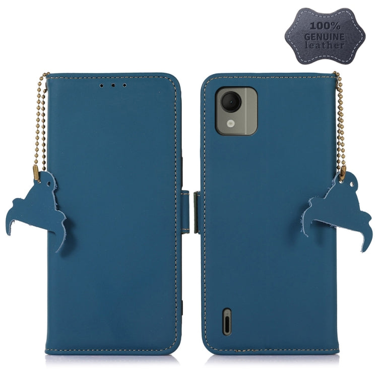 For Nokia C110 Genuine Leather Magnetic RFID Leather Phone Case(Blue) - Nokia Cases by buy2fix | Online Shopping UK | buy2fix