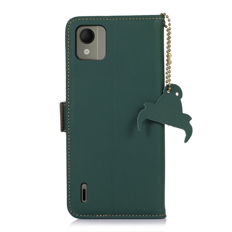 For Nokia C110 Genuine Leather Magnetic RFID Leather Phone Case(Green) - Nokia Cases by buy2fix | Online Shopping UK | buy2fix