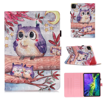 For iPad Pro 11 (2020) 3D Colored Drawing Horizontal Flip Leather Tablet Case, with Sleep / Wake-up Function & Holder & Card Slo & Wallet(Purple Owl) - iPad Pro 11 (2020) Cases by buy2fix | Online Shopping UK | buy2fix