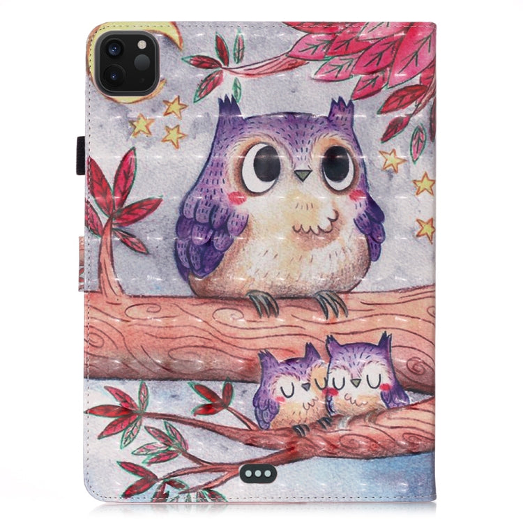 For iPad Pro 11 (2020) 3D Colored Drawing Horizontal Flip Leather Tablet Case, with Sleep / Wake-up Function & Holder & Card Slo & Wallet(Purple Owl) - iPad Pro 11 (2020) Cases by buy2fix | Online Shopping UK | buy2fix