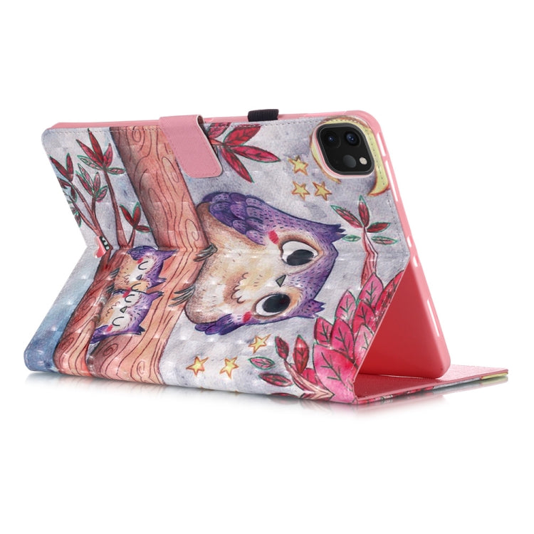 For iPad Pro 11 (2020) 3D Colored Drawing Horizontal Flip Leather Tablet Case, with Sleep / Wake-up Function & Holder & Card Slo & Wallet(Purple Owl) - iPad Pro 11 (2020) Cases by buy2fix | Online Shopping UK | buy2fix