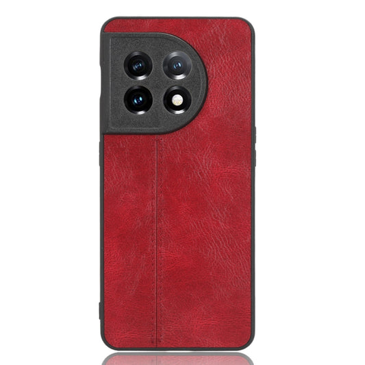 For OnePlus 11 5G Sewing Cow Pattern Skin PC + PU + TPU Phone Case(Red) - OnePlus Cases by buy2fix | Online Shopping UK | buy2fix