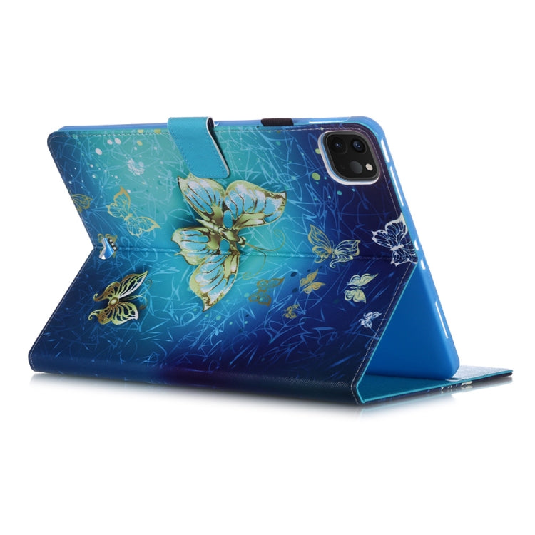 For iPad Pro 11 (2020) Colored Drawing Horizontal Flip Leather Tablet Case, with Sleep / Wake-up Function & Holder & Card Slo & Wallet(Golden Butterfly) - iPad Pro 11 (2020) Cases by buy2fix | Online Shopping UK | buy2fix