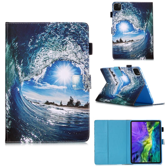 For iPad Pro 11 (2020) Plain Weave Texture Colored Drawing Horizontal Flip Leather Tablet Case, with Sleep / Wake-up Function & Holder & Card Slo & Wallet(Sea Wave  Sun) - iPad Pro 11 (2020) Cases by buy2fix | Online Shopping UK | buy2fix