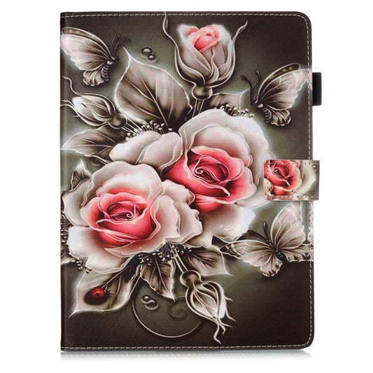 For iPad Pro 11 (2020) Plain Weave Texture Colored Drawing Horizontal Flip Leather Tablet Case, with Sleep / Wake-up Function & Holder & Card Slo & Wallet(Rose On Black) - iPad Pro 11 (2020) Cases by buy2fix | Online Shopping UK | buy2fix