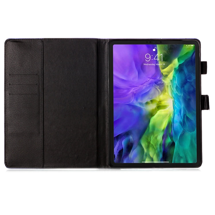 For iPad Pro 11 (2020) Plain Weave Texture Colored Drawing Horizontal Flip Leather Tablet Case, with Sleep / Wake-up Function & Holder & Card Slo & Wallet(Rose On Black) - iPad Pro 11 (2020) Cases by buy2fix | Online Shopping UK | buy2fix