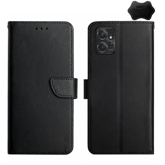 For Motorola Moto G Power 2023 Genuine Leather Fingerprint-proof Horizontal Flip Phone Case(Black) - Motorola Cases by buy2fix | Online Shopping UK | buy2fix
