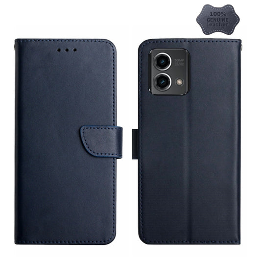 For Motorola Moto G Stylus 5G 2023 Genuine Leather Fingerprint-proof Horizontal Flip Phone Case(Blue) - Motorola Cases by buy2fix | Online Shopping UK | buy2fix