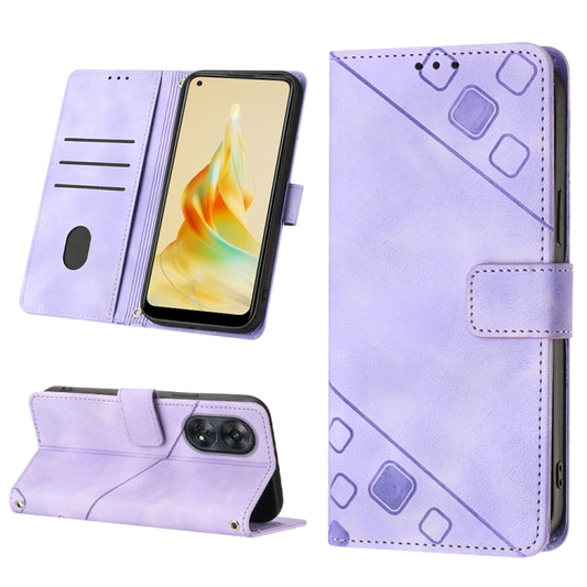 For OPPO Reno8 T 4G Foreign Skin-feel Embossed Leather Phone Case(Light Purple) by buy2fix