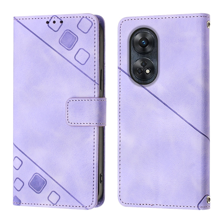 For OPPO Reno8 T 4G Foreign Skin-feel Embossed Leather Phone Case(Light Purple) by buy2fix