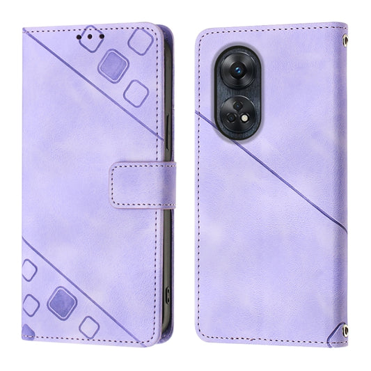 For OPPO Reno8 T 4G Foreign Skin-feel Embossed Leather Phone Case(Light Purple) by buy2fix