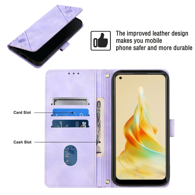 For OPPO Reno8 T 4G Foreign Skin-feel Embossed Leather Phone Case(Light Purple) by buy2fix