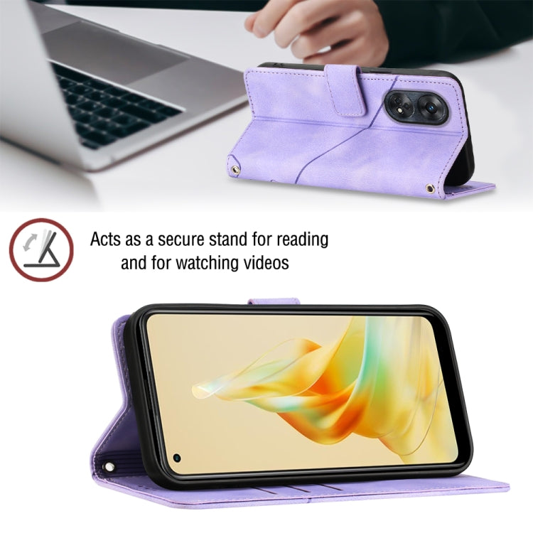 For OPPO Reno8 T 4G Foreign Skin-feel Embossed Leather Phone Case(Light Purple) by buy2fix