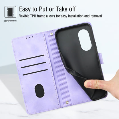 For OPPO Reno8 T 4G Foreign Skin-feel Embossed Leather Phone Case(Light Purple) by buy2fix