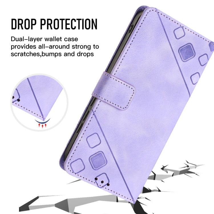 For OPPO Reno8 T 4G Foreign Skin-feel Embossed Leather Phone Case(Light Purple) by buy2fix