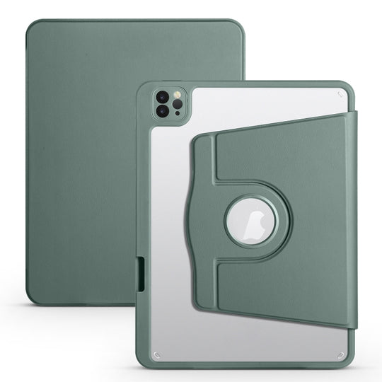 Acrylic 360 Degree Rotation Holder Tablet Leather Case For iPad Air 13 2025 / 2024 / Pro 12.9 2022(Pine Green)