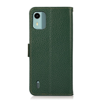 For Nokia C12 4G KHAZNEH Side-Magnetic Litchi Genuine Leather RFID Phone Case(Green) - Nokia Cases by buy2fix | Online Shopping UK | buy2fix