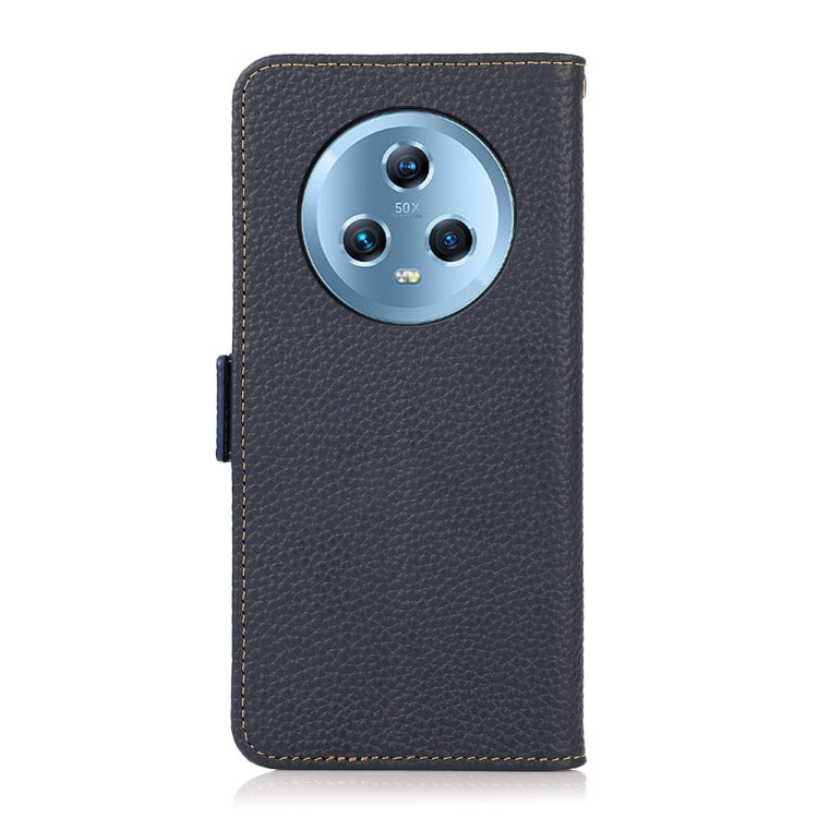 For Honor Magic5 KHAZNEH Side-Magnetic Litchi Genuine Leather RFID Phone Case(Blue) - Honor Cases by buy2fix | Online Shopping UK | buy2fix