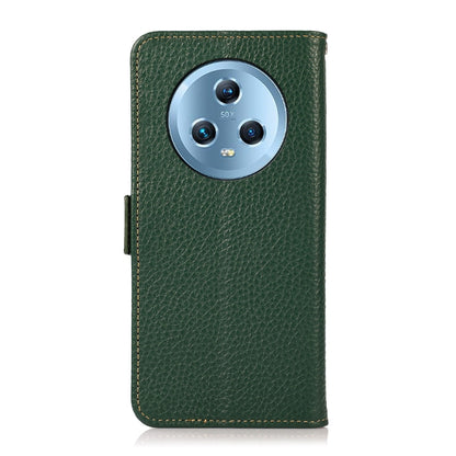 For Honor Magic5 KHAZNEH Side-Magnetic Litchi Genuine Leather RFID Phone Case(Green) - Honor Cases by buy2fix | Online Shopping UK | buy2fix