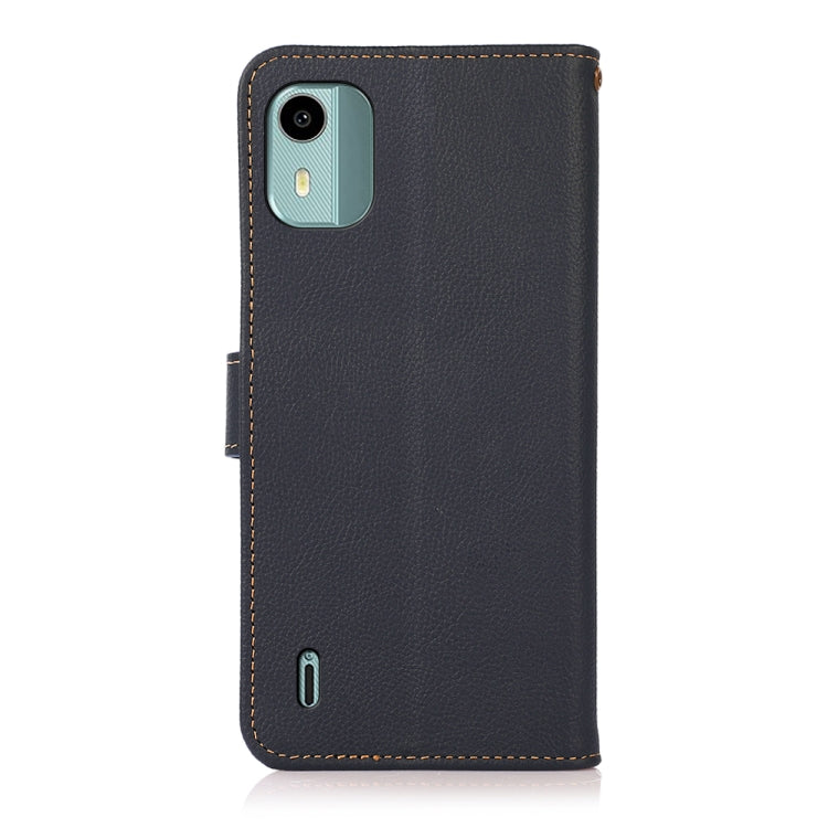For Nokia C12 4G KHAZNEH Custer Genuine Leather RFID Phone Case(Blue) - Nokia Cases by buy2fix | Online Shopping UK | buy2fix