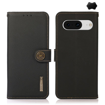 For Google Pixel 8 KHAZNEH Custer Genuine Leather RFID Phone Case(Black) - Google Cases by buy2fix | Online Shopping UK | buy2fix