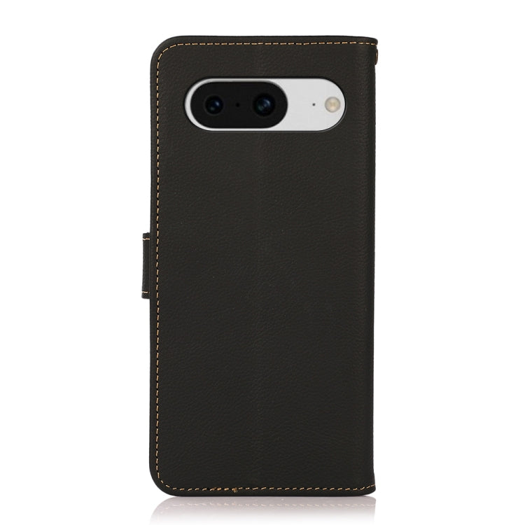 For Google Pixel 8 KHAZNEH Custer Genuine Leather RFID Phone Case(Black) - Google Cases by buy2fix | Online Shopping UK | buy2fix