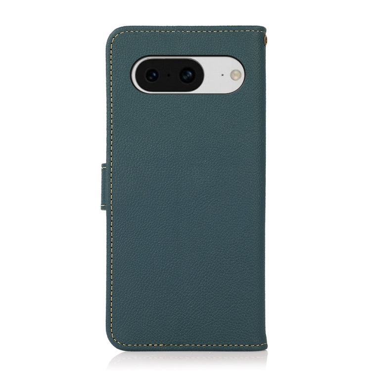 For Google Pixel 8 KHAZNEH Custer Genuine Leather RFID Phone Case(Green) - Google Cases by buy2fix | Online Shopping UK | buy2fix